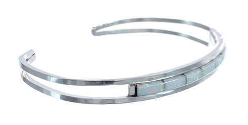 Native American Genuine Sterling Silver Opal Cuff Bracelet JX126524