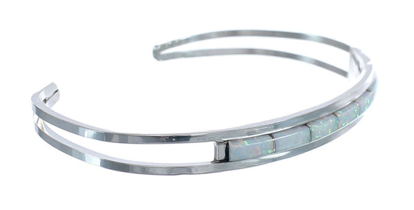 Native American Genuine Sterling Silver Opal Cuff Bracelet JX126524