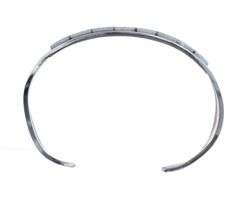 Native American Genuine Sterling Silver Opal Cuff Bracelet JX126524