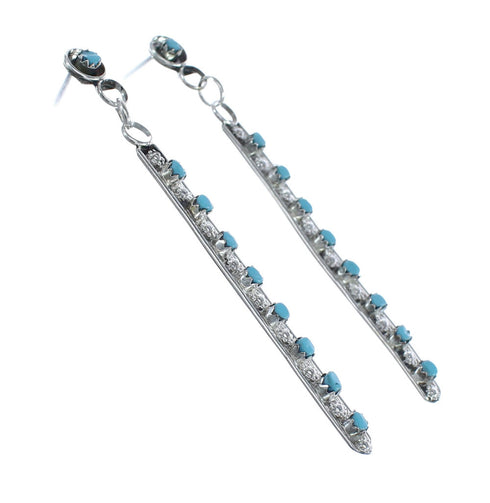 Turquoise Zuni Sterling Silver Post Dangle Earrings AX125660