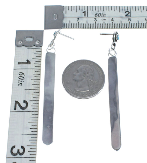 Turquoise Zuni Sterling Silver Post Dangle Earrings AX125660