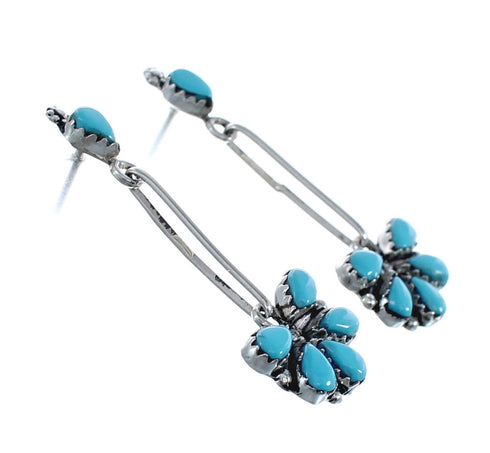 Turquoise Sterling Silver Zuni Post Dangle Earrings AX125726