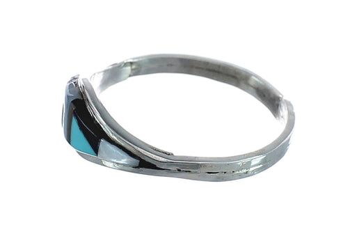 Multicolor Inlay Native American Sterling Silver Ring Size 8-1/4 AX125703