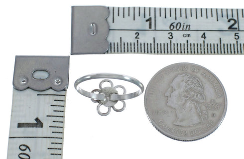 Native American Opal Sterling Silver Flower Ring Size 7 AX125661