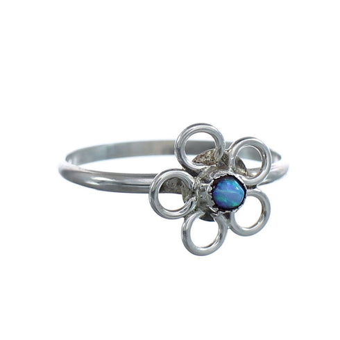Native American Opal Sterling Silver Flower Ring Size 8-1/4 AX125662