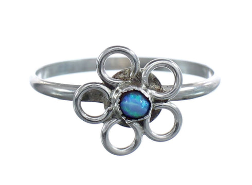 Native American Opal Sterling Silver Flower Ring Size 8-1/4 AX125662