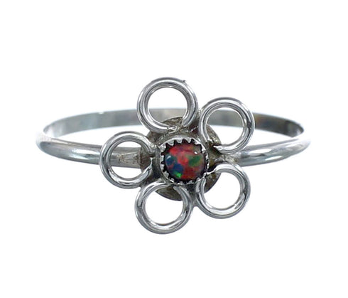 Native American Opal Sterling Silver Flower Ring Size 5-3/4 AX125669