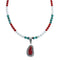 Native American Navajo Multicolor Bead Pendant Sterling Silver Necklace JX126576
