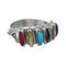 Native American Zuni Sterling Silver Multicolor Needlepoint Ring Size 7-1/2 AX125736