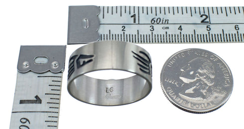 Navajo Authentic Sterling Silver Bear Paw Band Ring Size 14-1/4 AX125803