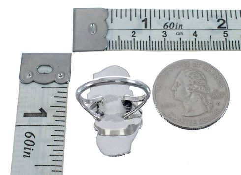 Authentic Sterling Silver Navajo Turquoise Leaf Design Ring Size 5-3/4 AX125781