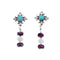 Sterling Silver Multicolor Navajo Bead Post Dangle Earrings AX126039