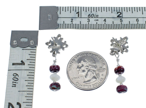 Sterling Silver Multicolor Navajo Bead Post Dangle Earrings AX126039