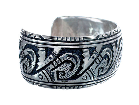Navajo Genuine Sterling Silver Water Wave Cuff Bracelet AX125886
