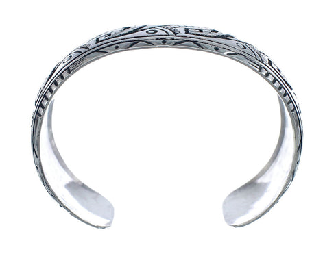 Navajo Genuine Sterling Silver Water Wave Cuff Bracelet AX125886
