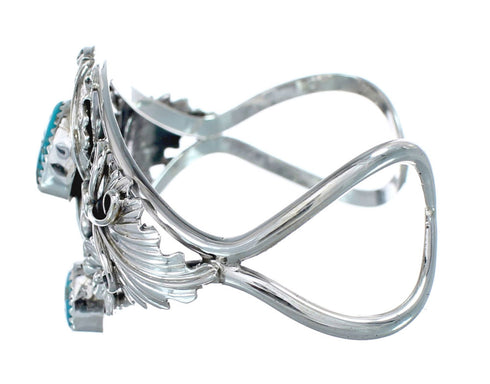 Native American Genuine Sterling Silver Turquoise Stone Cuff Bracelet AX125871