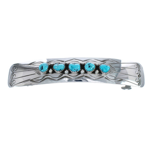 Navajo Sterling Silver Turquoise Hair Barrette JX125835