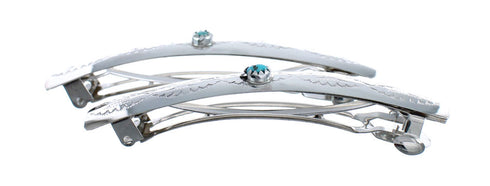Sterling Silver And Turquoise Navajo Hair Barrettes JX125829
