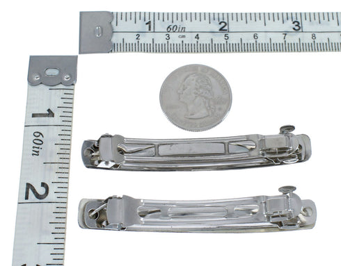 Sterling Silver And Turquoise Navajo Hair Barrettes JX125829