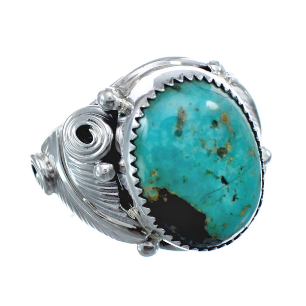 Sterling Silver Turquoise Native American Feather Ring Size 12 AX126140