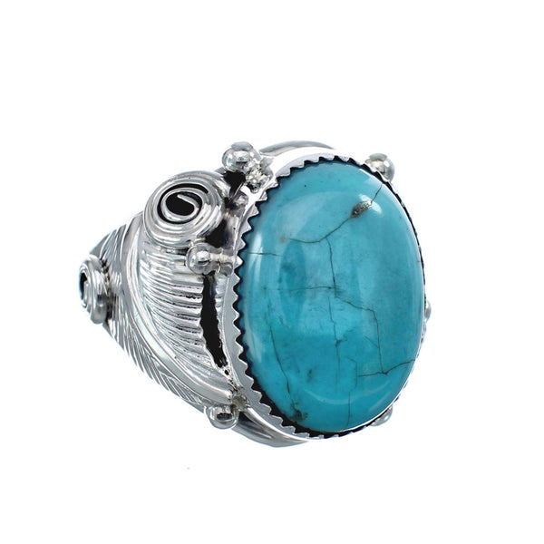 Sterling Silver Turquoise Native American Feather Ring Size 12-3/4 AX126144