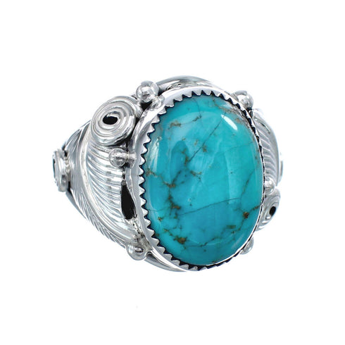 Sterling Silver Turquoise Native American Feather Ring Size 14 AX126145