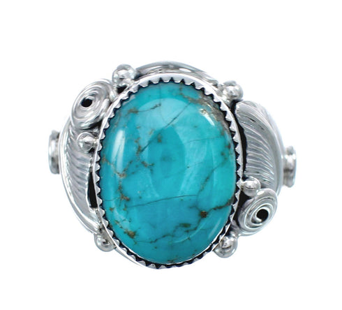 Sterling Silver Turquoise Native American Feather Ring Size 14 AX126145