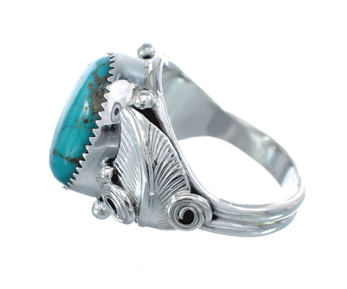 Sterling Silver Turquoise Native American Feather Ring Size 14 AX126145