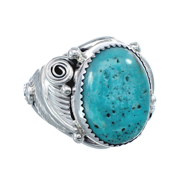 Sterling Silver Turquoise Native American Feather Ring Size 13-3/4 AX126146
