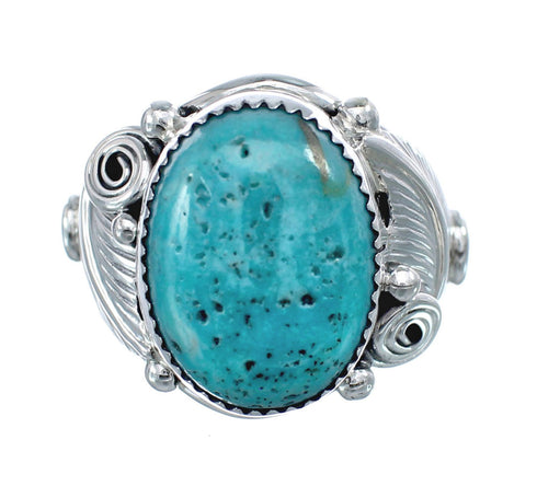 Sterling Silver Turquoise Native American Feather Ring Size 13-3/4 AX126146