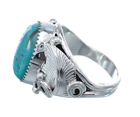 Sterling Silver Turquoise Native American Feather Ring Size 13-3/4 AX126146
