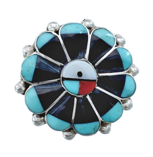 Zuni Sun and Flower Multicolor Multistone Inlay Ring Size 6-1/4 AX126155