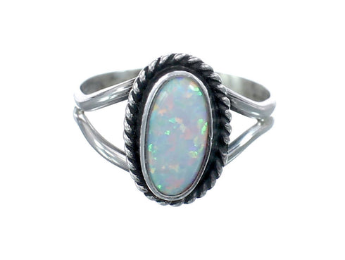 Native American Navajo Sterling Silver White Opal Ring Size 5 AX126139