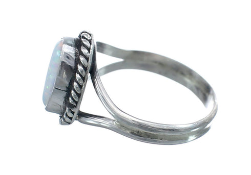 Native American Navajo Sterling Silver White Opal Ring Size 5 AX126139