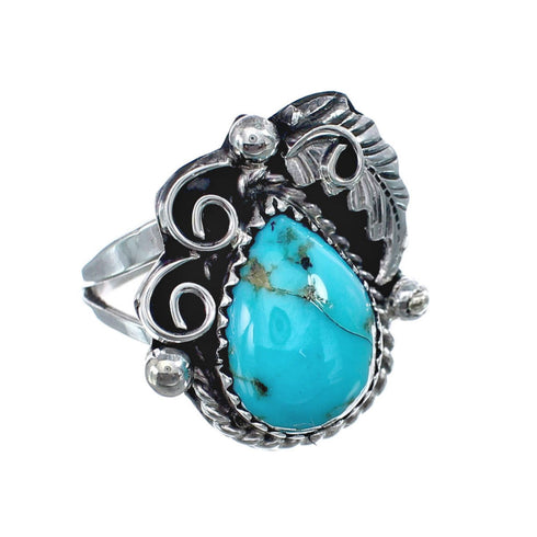 Turquoise Sterling Silver Navajo Ring Size 6-3/4 AX126092