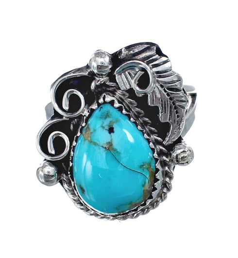 Turquoise Sterling Silver Navajo Ring Size 6-3/4 AX126092