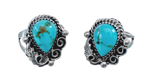 Turquoise Sterling Silver Navajo Ring Size 6-3/4 AX126092