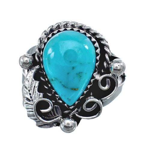 Turquoise Sterling Silver Navajo Ring Size 7-3/4 AX126094