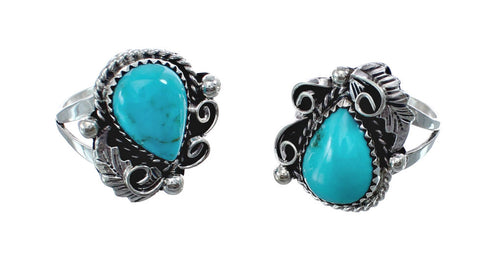 Turquoise Sterling Silver Navajo Ring Size 7-3/4 AX126094