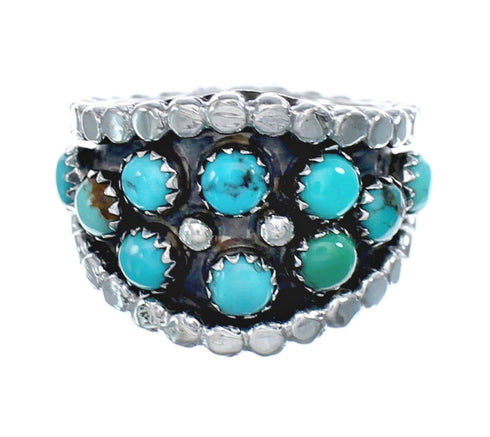 Sterling Silver Turquoise Zuni Ring Size 6-3/4 AX126101