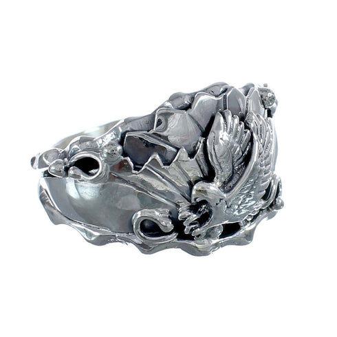 Native American Sterling Silver Eagle Navajo Ring Size 14-1/2 AX126363