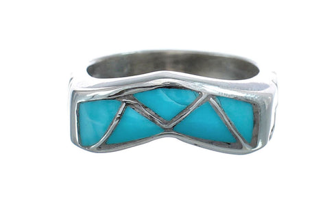 Native American Zuni Sterling Silver Turquoise Ring Size 6-1/2 AX126461