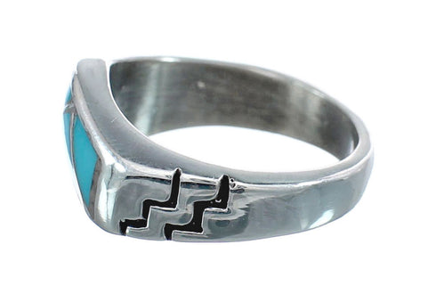 Native American Zuni Sterling Silver Turquoise Ring Size 6-1/2 AX126461