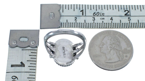 Sterling Silver And Blue Opal Navajo Ring Size 7-3/4 AX126533