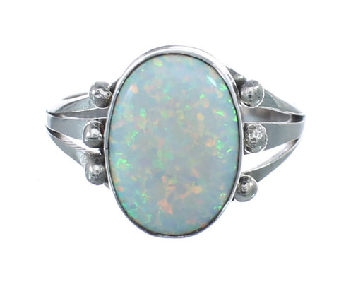Native American Sterling Silver Opal Ring Size 7 AX126475