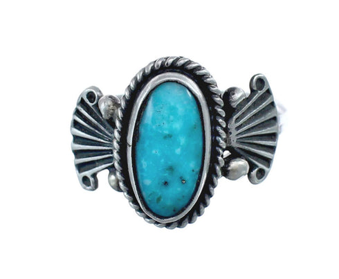 Native American Turquoise Genuine Sterling Silver Navajo Ring Size 6-1/2 AX126397