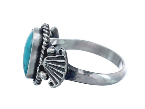 Native American Turquoise Genuine Sterling Silver Navajo Ring Size 6-1/2 AX126397