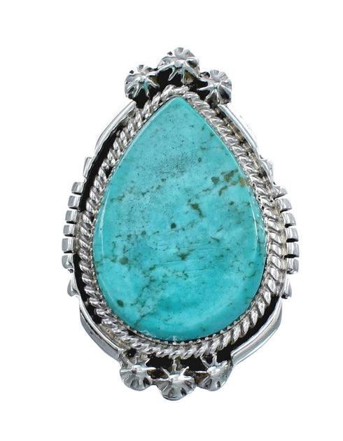 Native American Turquoise Genuine Sterling Silver Navajo Ring Size 6-3/4 AX126424