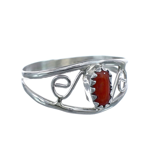 Native American Coral Genuine Sterling Silver Ring Size 6-3/4 NN20284