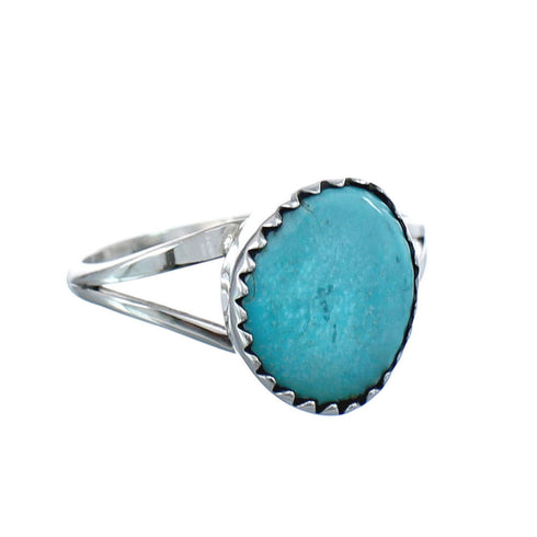 Native American Authentic Sterling Silver Turquoise Ring Size 5-3/4 AX126517